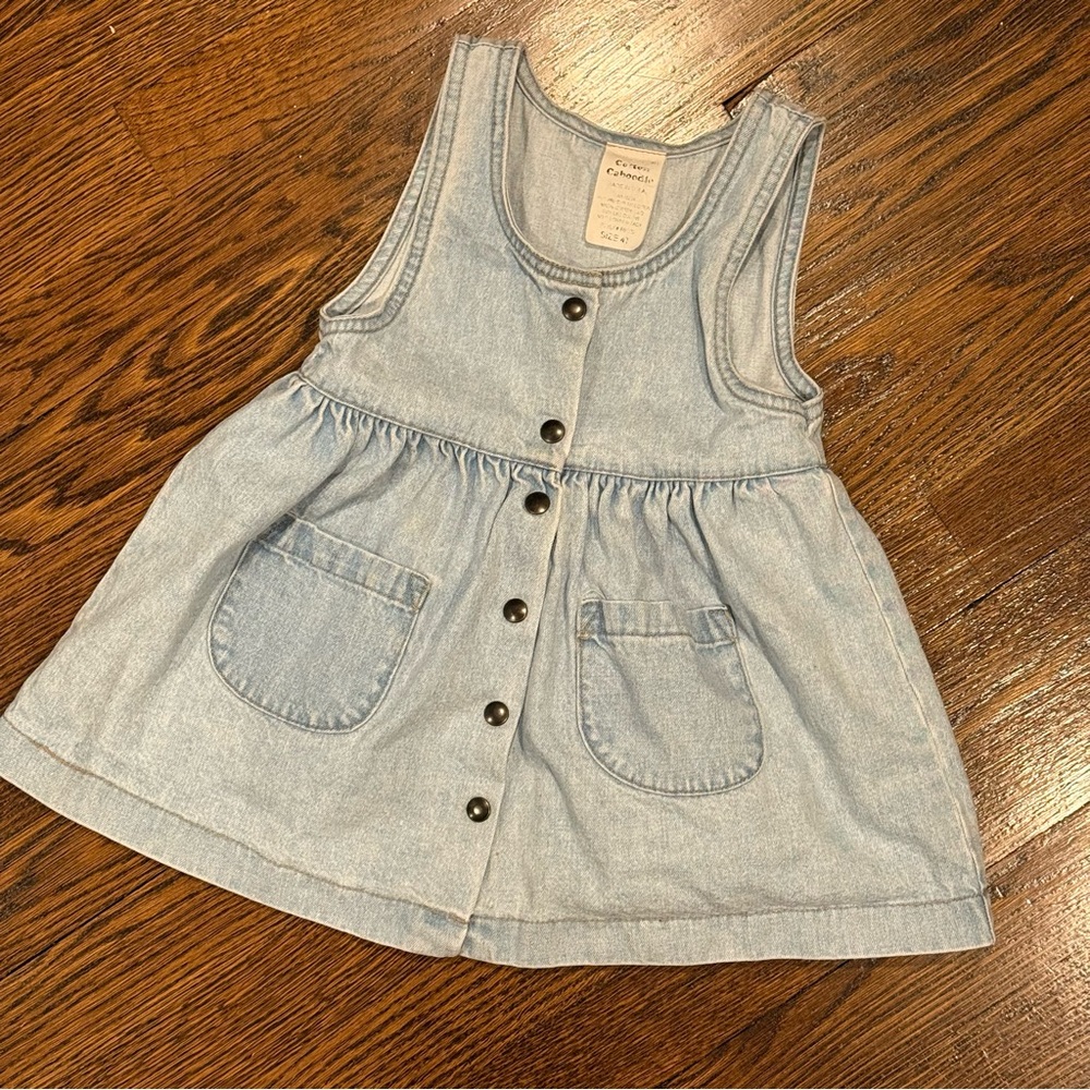 Vintage Cotton Caboodle Light Blue Denim Button-Up Dress, size 4T